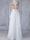 White Backless Quinceanera Dama Dress Ruffles and Sequins Sleeveless Floor Length