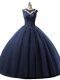 Luxury Floor Length Ball Gowns Sleeveless Navy Blue Vestidos de Quinceanera Lace Up