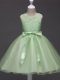 Organza Sleeveless Knee Length Girls Pageant Dresses and Lace and Belt