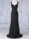 Black Straps Zipper Appliques Dama Dress Sweep Train Sleeveless