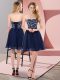 Navy Blue Chiffon Lace Up Prom Party Dress Sleeveless Mini Length Beading  Navy Blue Chiffon Lace Up Prom Party Dress Sleeveless Mini Length Beading