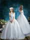 Off The Shoulder Half Sleeves Flower Girl Dresses for Less Brush Train Lace White Tulle