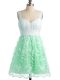Apple Green Straps Lace Up Lace Court Dresses for Sweet 16 Sleeveless