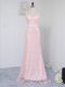 High End Floor Length Column/Sheath Sleeveless Baby Pink Damas Dress Zipper