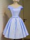 Customized Lavender Off The Shoulder Neckline Belt Quinceanera Court Dresses Cap Sleeves Lace Up
