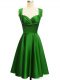 Green Sleeveless Taffeta Lace Up Dama Dress for Prom and Party and Wedding Party