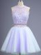 Lavender Dama Dress Prom and Party and Wedding Party with Beading Scoop Sleeveless Lace Up