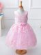 Dazzling Baby Pink Sleeveless Lace Zipper Flower Girl Dresses for Wedding Party