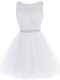 Great White Sleeveless Tulle Zipper for Prom and Party and Sweet 16