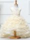 Luxurious Champagne Zipper Halter Top Beading and Ruffles Girls Pageant Dresses Organza Sleeveless