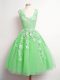 Lace Dama Dress Green Lace Up Sleeveless Knee Length
