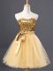 Gold Sleeveless Tulle Zipper Evening Dress for Prom and Party