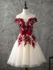 Champagne Lace Up Quinceanera Court Dresses Appliques and Bowknot Sleeveless Knee Length
