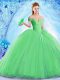 Organza Sleeveless Quinceanera Gown Brush Train and Beading