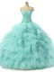 Top Selling Apple Green Tulle Lace Up Sweetheart Sleeveless Floor Length Quinceanera Dress Beading and Ruffles