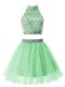 Sexy Apple Green Halter Top Zipper Beading Court Dresses for Sweet 16 Sleeveless