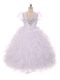 White Sleeveless Organza Lace Up Kids Formal Wear for Wedding Party