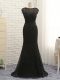 Beauteous Sleeveless Lace Zipper Prom Party Dress in Black with Lace and Appliques