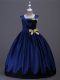 Low Price Square Sleeveless Taffeta Little Girls Pageant Dress Appliques and Bowknot Zipper