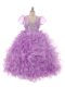 Organza Sleeveless Floor Length Kids Pageant Dress and Beading and Ruffles