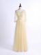 Custom Design Light Yellow V-neck Lace Up Lace Court Dresses for Sweet 16 Half Sleeves