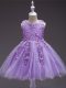 Knee Length Lavender Little Girl Pageant Gowns Tulle Sleeveless Appliques