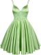 Fine Lace Quinceanera Dama Dress Green Lace Up Sleeveless Knee Length