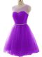 Luxury Tulle Scoop Sleeveless Lace Up Beading and Ruching Prom Gown in Purple Luxury Tulle Scoop Sleeveless Lace Up Beading and Ruching Prom Gown in Purple
