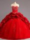 Extravagant Sweetheart Sleeveless Court Train Lace Up Quinceanera Dresses Red Taffeta and Tulle
