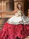 Fashionable Organza Sleeveless Child Pageant Dress Brush Train and Embroidery and Ruffles