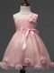 Custom Fit Sleeveless Knee Length Hand Made Flower Zipper Flower Girl Dresses with Pink