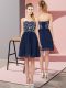 Comfortable Navy Blue Sleeveless Beading Mini Length Prom Party Dress