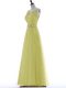 Sleeveless Floor Length Beading and Lace and Appliques Zipper Prom Dress with Yellow
