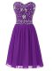 Unique Eggplant Purple Prom Dresses Prom and Party and Sweet 16 with Beading Sweetheart Sleeveless Zipper