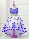 Dazzling Scoop Sleeveless Zipper Flower Girl Dress Blue And White Tulle