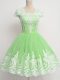 Sweet Cap Sleeves Tulle Knee Length Zipper Quinceanera Court of Honor Dress in with Lace