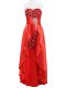 Coral Red Sweetheart Neckline Beading and Ruching Prom Dresses Sleeveless Zipper