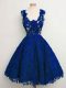 Royal Blue Straps Lace Up Lace Quinceanera Court Dresses Sleeveless