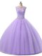 Lavender Lace Up Quinceanera Gown Beading and Lace Sleeveless Floor Length