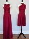 Burgundy Halter Top Neckline Ruching Court Dresses for Sweet 16 Sleeveless Lace Up