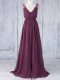 Edgy Chiffon V-neck Sleeveless Backless Appliques Quinceanera Court Dresses in Burgundy