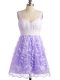 Elegant Knee Length Empire Sleeveless Lavender Quinceanera Court Dresses Lace Up