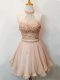 High Class Champagne Organza Lace Up Dama Dress for Quinceanera Sleeveless Knee Length Beading