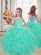 Superior Floor Length Ball Gowns Sleeveless Turquoise Little Girls Pageant Dress Wholesale Lace Up