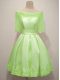 Latest Yellow Green Lace Up Dama Dress for Quinceanera Lace Half Sleeves Knee Length