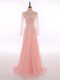 Peach High-neck Neckline Lace and Appliques Sleeveless Zipper