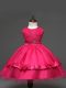 Excellent Scoop Sleeveless Zipper Little Girl Pageant Gowns Hot Pink Tulle