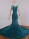 Scoop Sleeveless Tulle Homecoming Dress Beading and Lace and Appliques Court Train Zipper