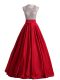 Red Sleeveless Floor Length Beading Backless Prom Dress