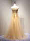 Pretty Champagne Lace Up Sweetheart Beading Dress for Prom Tulle Sleeveless